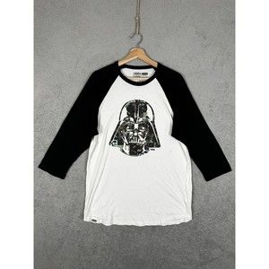 Vans Custom X Star Wars Darth Vader Baseball T Shirt 3/4 Sleeve L White Black